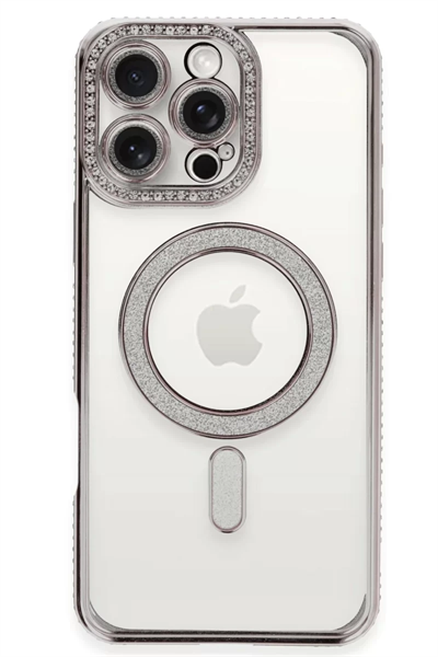 Apple iPhone 16 Pro Kılıf Joke Simli Magneticsafe Kılıf - Pembe