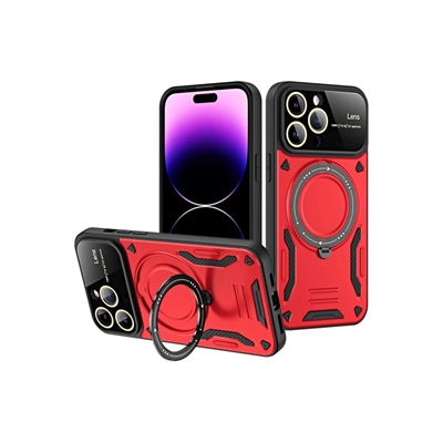 Apple iPhone 16 Pro Kılıf Joy Lens Standlı Kapak - Kırmızı