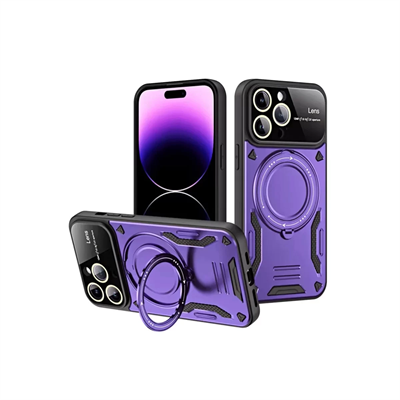 Apple iPhone 16 Pro Kılıf Joy Lens Standlı Kapak - Mor