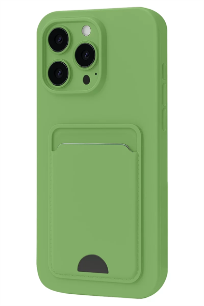Apple iPhone 16 Pro Kılıf Kelvin Kartvizitli Silikon - Açık Yeşil