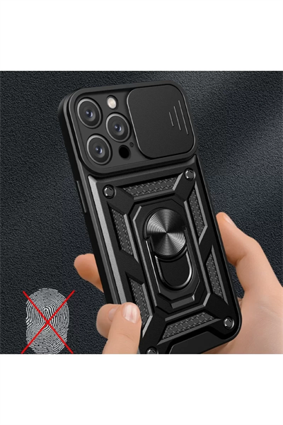 Apple iPhone 16 Pro Kılıf Pars Lens Yüzüklü Silikon - Lacivert