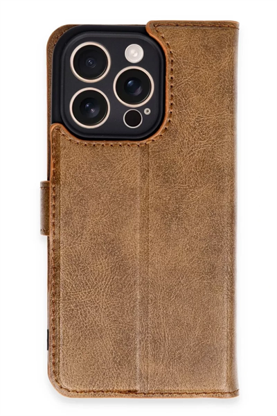 Apple iPhone 16 Pro Kılıf Trend S Plus Kapaklı Kılıf - Taba