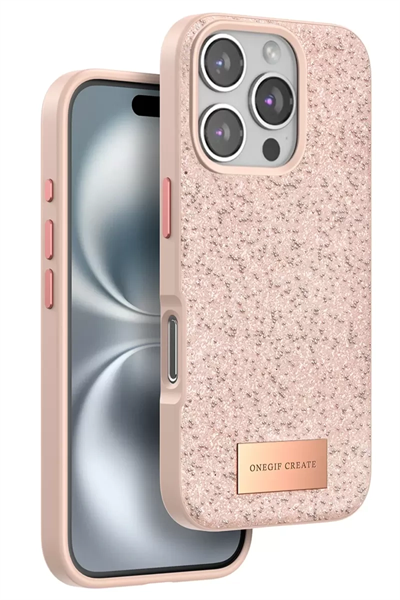 Apple iPhone 16 Pro Max Bright Simli Kapak - Pembe