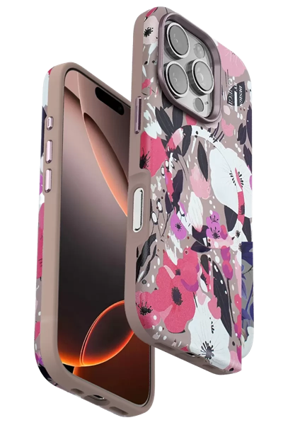 Apple iPhone 16 Pro Max Flower Series Magsafe Kapak - Pembe