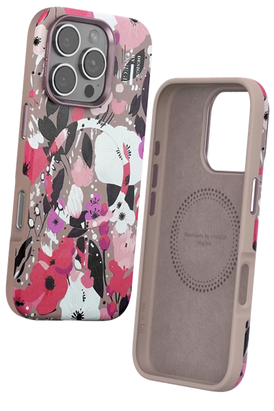 Apple iPhone 16 Pro Max Flower Series Magsafe Kapak - Pembe