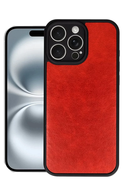 Apple iPhone 16 Pro Max Kılıf Aras Deri Kapak - Kırmızı