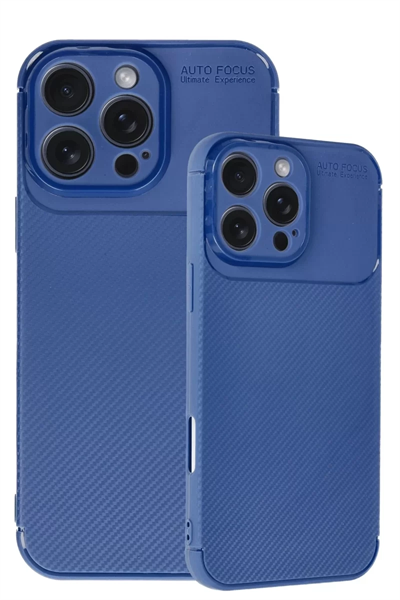 Apple iPhone 16 Pro Max Kılıf Auto Focus Karbon Kapak - Lacivert