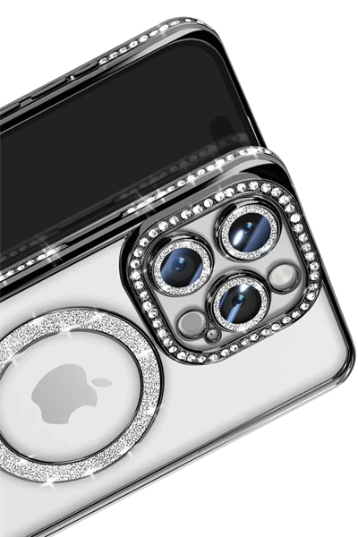 Apple iPhone 16 Pro Max Kılıf Joke Simli Magneticsafe Kılıf - Siyah