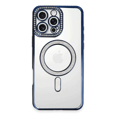 Apple iPhone 16 Pro Max Kılıf Joke Simli Magneticsafe Kılıf - Lacivert