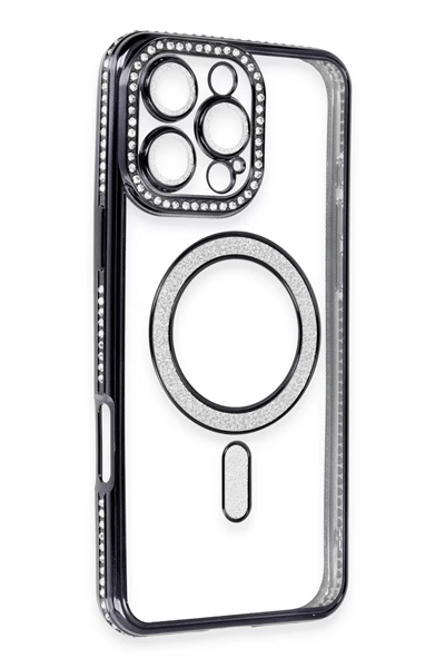 Apple iPhone 16 Pro Max Kılıf Joke Simli Magneticsafe Kılıf - Gri