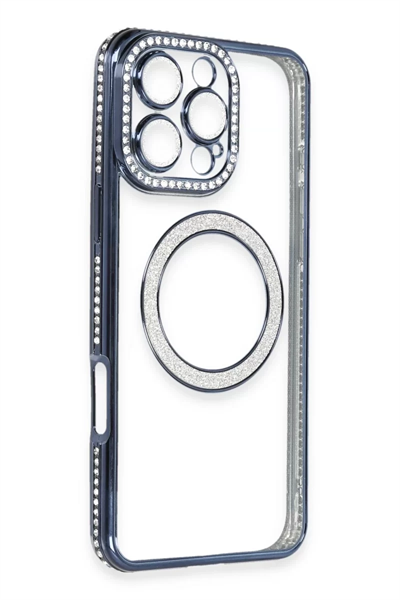Apple iPhone 16 Pro Max Kılıf Joke Simli Magneticsafe Kılıf - Lacivert