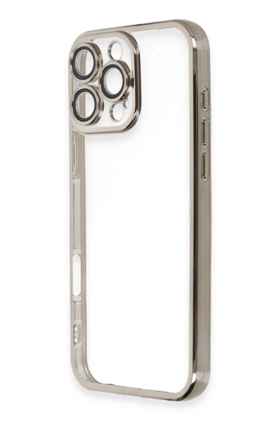 Apple iPhone 16 Pro Max Kılıf Lensli Silikon - Titanyum Gri