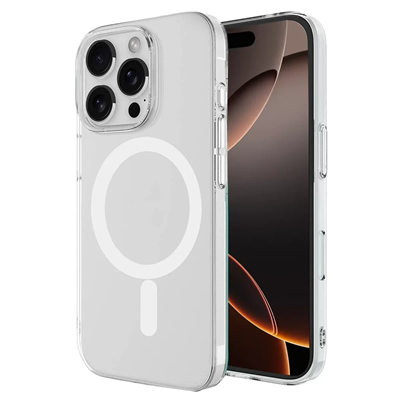 Apple iPhone 16 Pro Max Kılıf Magneticsafe Şeffaf Silikon - Şeffaf