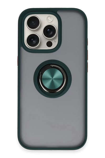 Apple iPhone 16 Pro Max Kılıf Montreal Yüzüklü Silikon Kapak - Yeşil
