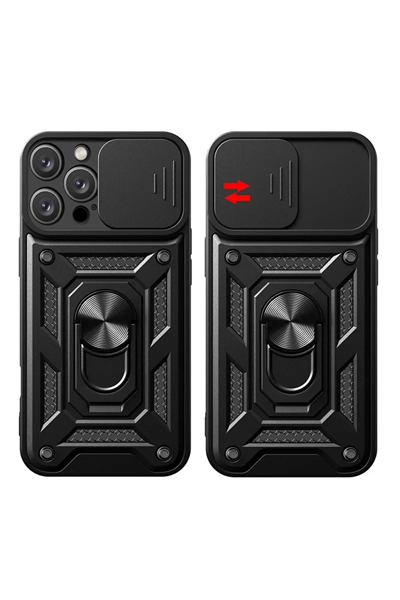 Apple iPhone 16 Pro Max Kılıf Pars Lens Yüzüklü Silikon - Lacivert