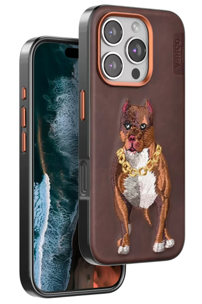 Apple iPhone 16 Pro Perma Desenli Kapak - Kahverengi