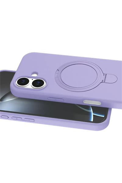 Apple iPhone 16 Regal Magsafe Standlı Kapak - Lila