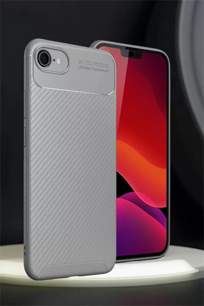 Apple iPhone 16E Kılıf Auto Focus Karbon Kapak - Gri