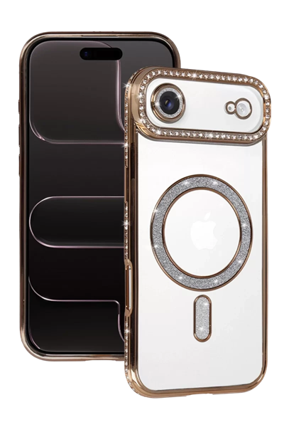 Apple iPhone 17 Air Joke Simli Magneticsafe Kılıf - Gold