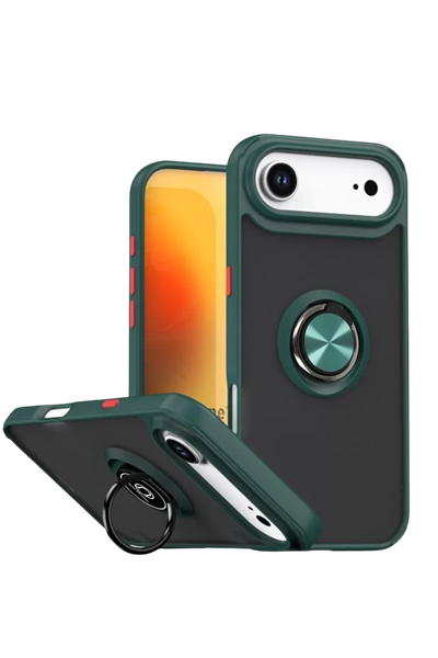 Apple iPhone 17 Air Montreal Yüzüklü Silikon Kapak - Yeşil