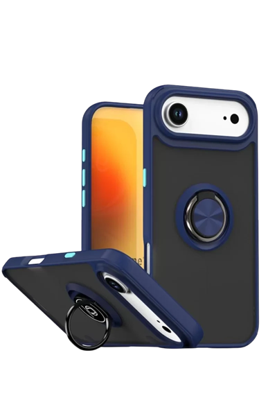 Apple iPhone 17 Air Montreal Yüzüklü Silikon Kapak - Lacivert