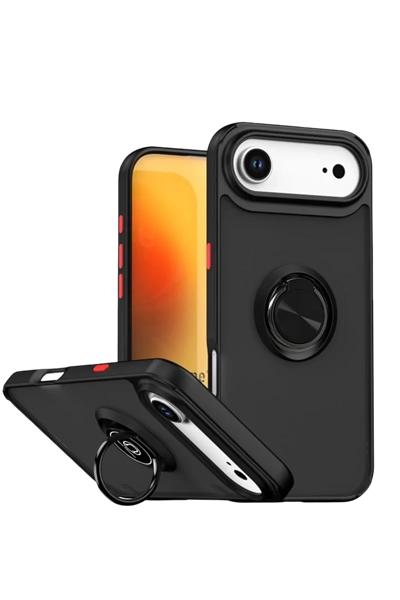 Apple iPhone 17 Air Montreal Yüzüklü Silikon Kapak - Siyah