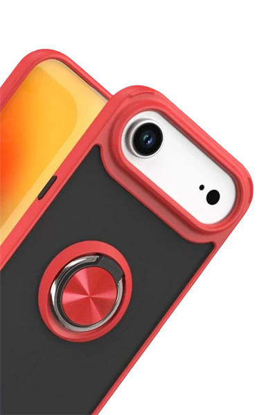 Apple iPhone 17 Air Montreal Yüzüklü Silikon Kapak - Kırmızı
