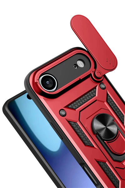 Apple iPhone 17 Air Pars Lens Yüzüklü Silikon - Kırmızı