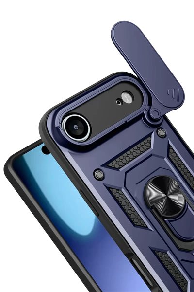 Apple iPhone 17 Air Pars Lens Yüzüklü Silikon - Lacivert