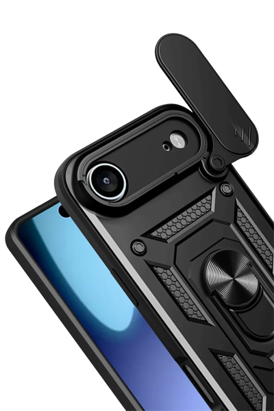 Apple iPhone 17 Air Pars Lens Yüzüklü Silikon - Siyah
