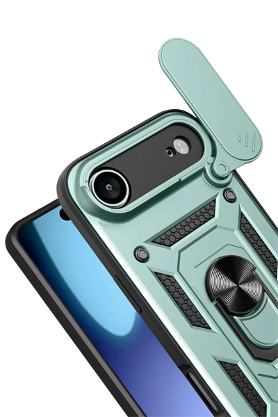 Apple iPhone 17 Air Pars Lens Yüzüklü Silikon - Yeşil