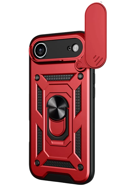 Apple iPhone 17 Air Pars Lens Yüzüklü Silikon - Kırmızı