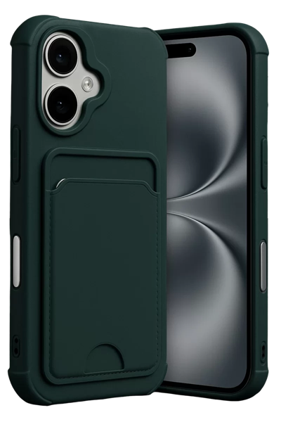 Apple iPhone 17 Kelvin Kartvizitli Silikon - Koyu Yeşil