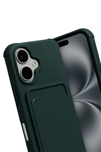 Apple iPhone 17 Kelvin Kartvizitli Silikon - Koyu Yeşil