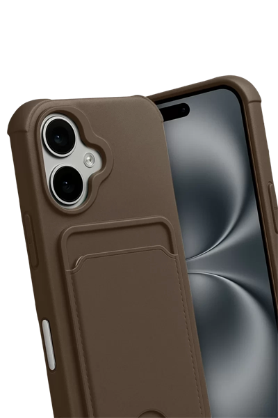 Apple iPhone 17 Kelvin Kartvizitli Silikon - Kahverengi