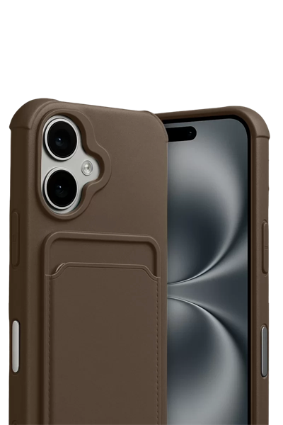 Apple iPhone 17 Kelvin Kartvizitli Silikon - Kahverengi