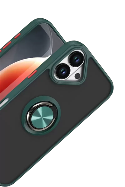 Apple iPhone 17 Montreal Yüzüklü Silikon Kapak - Yeşil