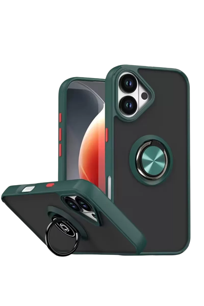 Apple iPhone 17 Montreal Yüzüklü Silikon Kapak - Yeşil