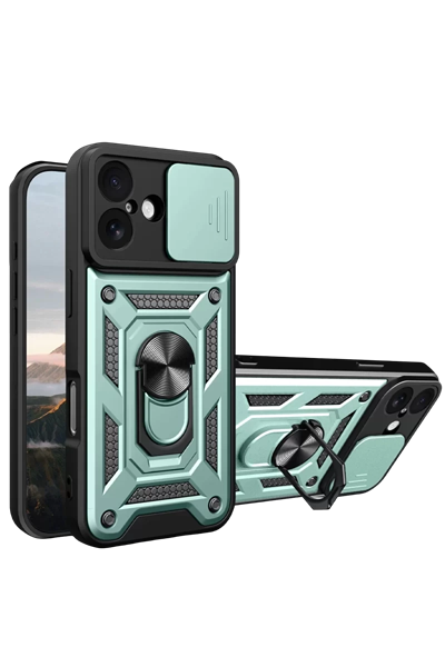 Apple iPhone 17 Pars Lens Yüzüklü Silikon - Yeşil