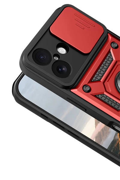 Apple iPhone 17 Pars Lens Yüzüklü Silikon - Kırmızı
