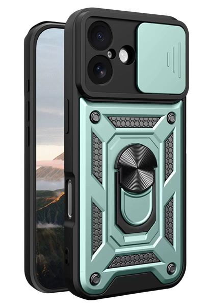Apple iPhone 17 Pars Lens Yüzüklü Silikon - Yeşil