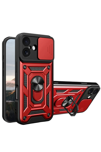 Apple iPhone 17 Pars Lens Yüzüklü Silikon - Kırmızı