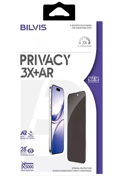 Apple iPhone 17 Pro Bilvis 3X AR Hayalet Cam Ekran Koruyucu - Siyah