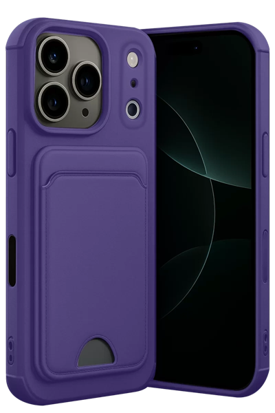 Apple iPhone 17 Pro Kelvin Kartvizitli Silikon - Derin Mor