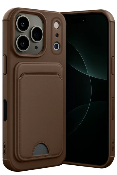 Apple iPhone 17 Pro Kelvin Kartvizitli Silikon - Kahverengi