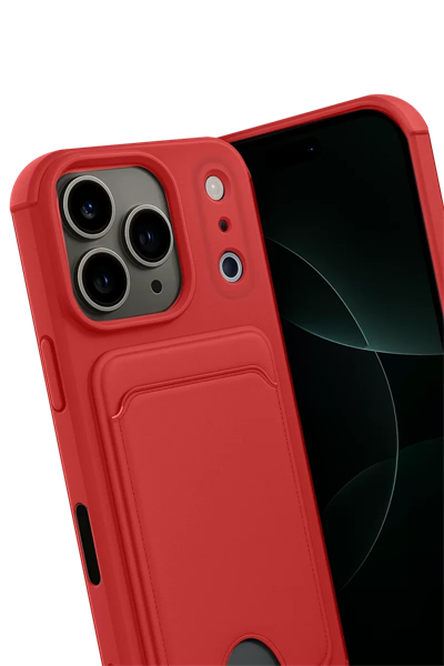Apple iPhone 17 Pro Kelvin Kartvizitli Silikon - Kırmızı