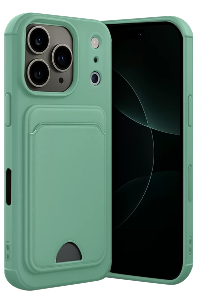 Apple iPhone 17 Pro Kelvin Kartvizitli Silikon - Açık Yeşil