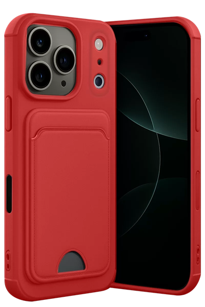 Apple iPhone 17 Pro Kelvin Kartvizitli Silikon - Kırmızı