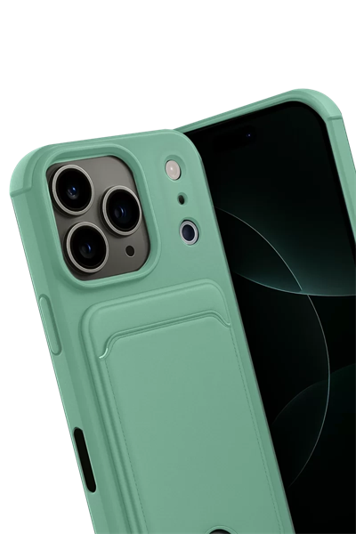 Apple iPhone 17 Pro Kelvin Kartvizitli Silikon - Açık Yeşil