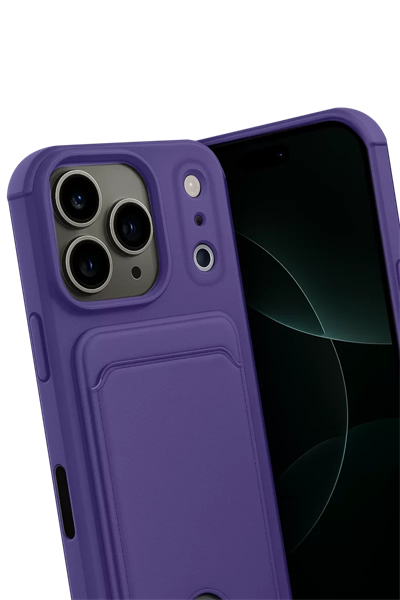 Apple iPhone 17 Pro Kelvin Kartvizitli Silikon - Derin Mor